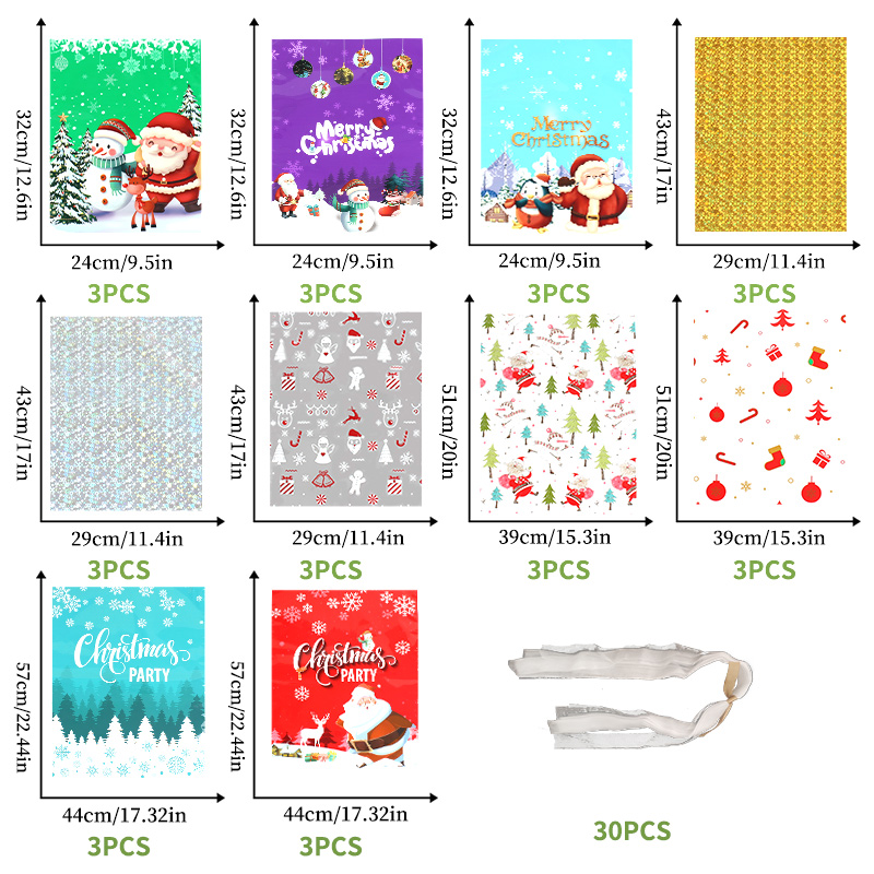 Julklappspåsar i mixade storlekar 30-pack