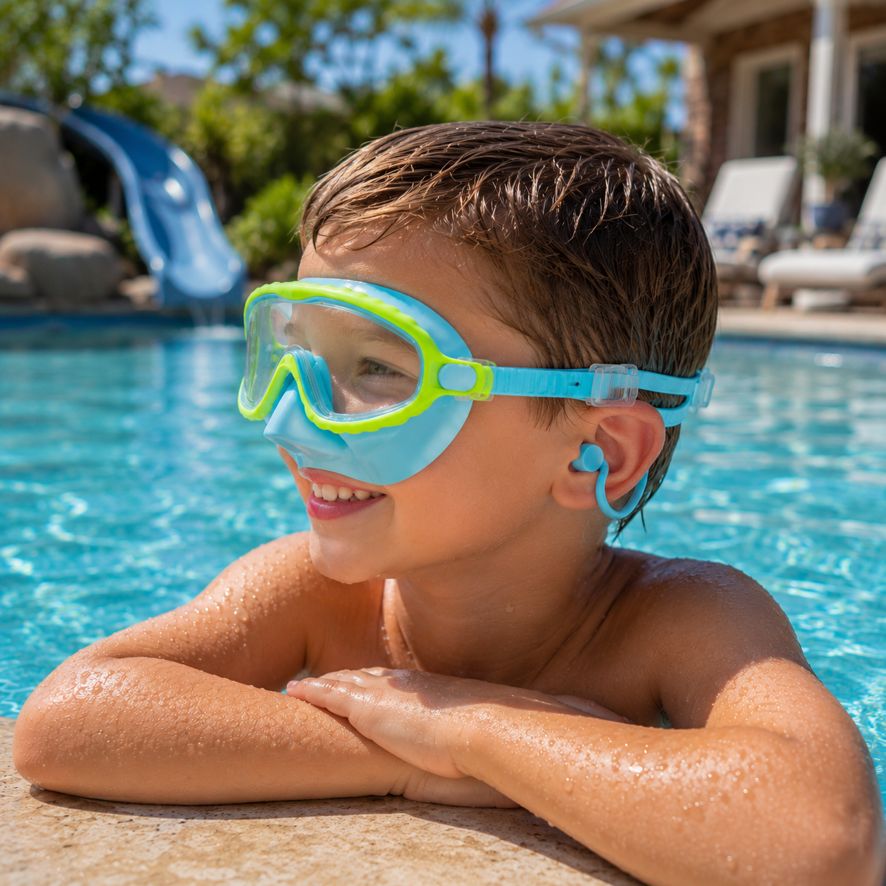 SplashBuddy™ – Schwimmbrille für Kinder mit Ohrenschutz