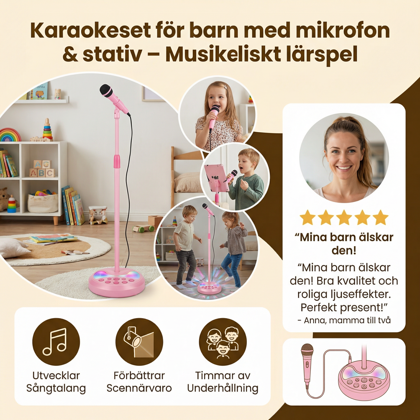 Mikrofon med stativ för barn